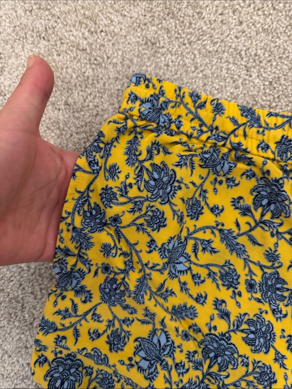 J. Jill Yellow Floral Shorts with Navy Tassel - Picture 5 of 6